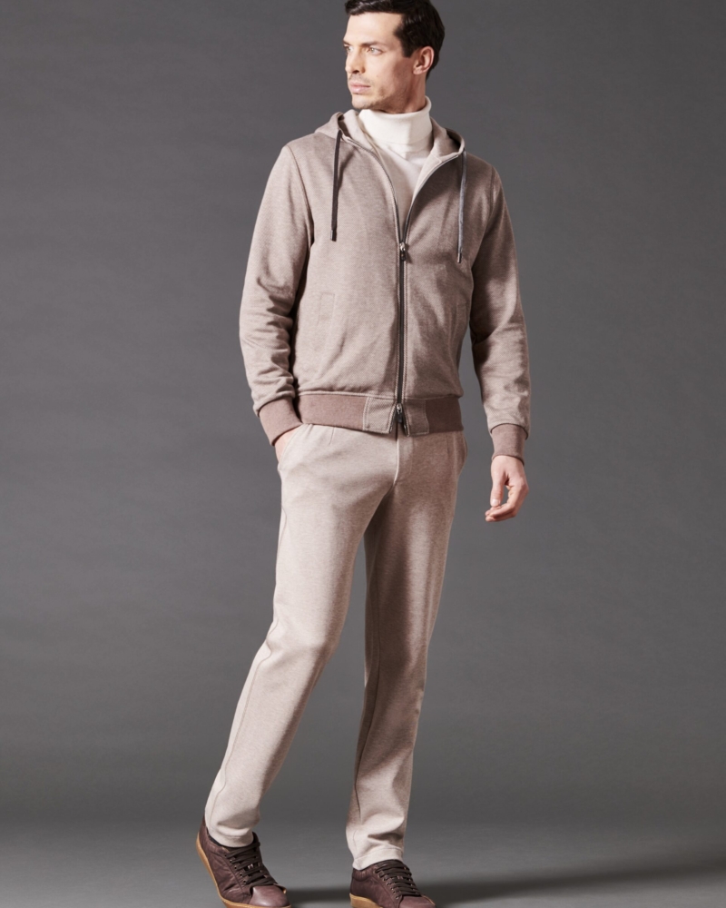 WARM COTTON DIAGONAL FLEECE LEISURE SUIT