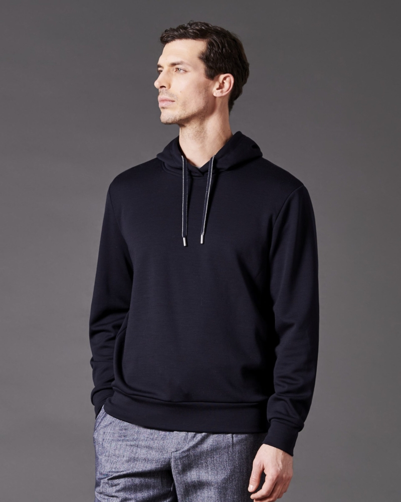 LUXURY HOODY SWEATER IN PURE MERINO WOOL FLEECE