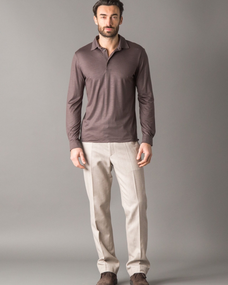 POLO IN WASHABLE SUPERFINE MERINO WOOL JERSEY
