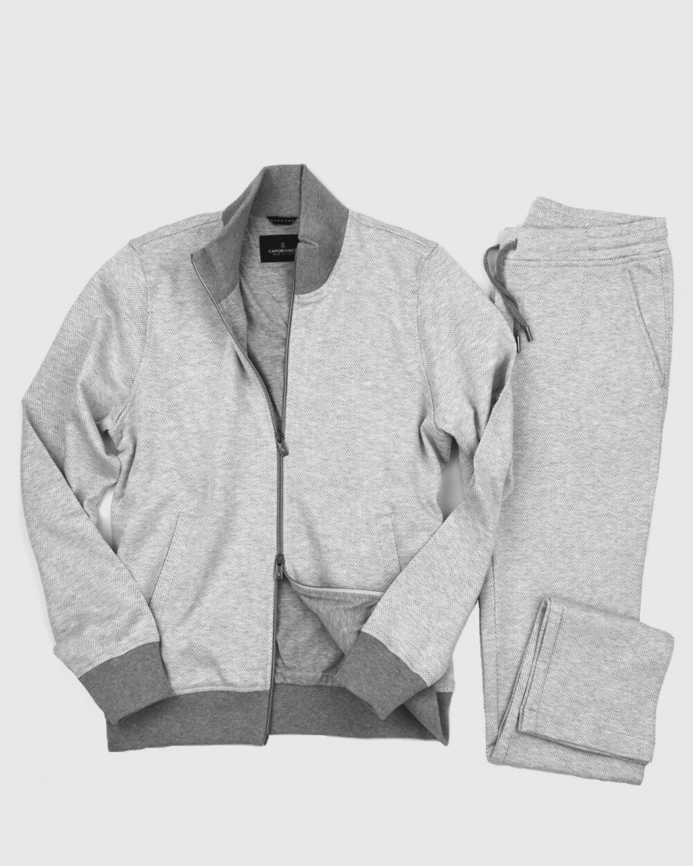 LEISURE TRACKSUIT IN LIGHT-FLEECE COTTON CHEVRON MÉLANGE