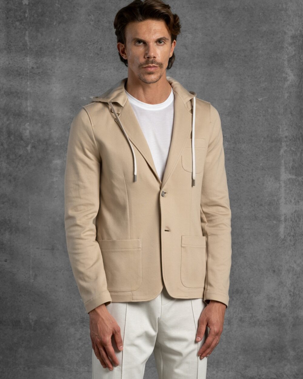 HOODY BLAZER IN DOUBLE-COLORED SUPIMA COTTON SOFT JERSEY