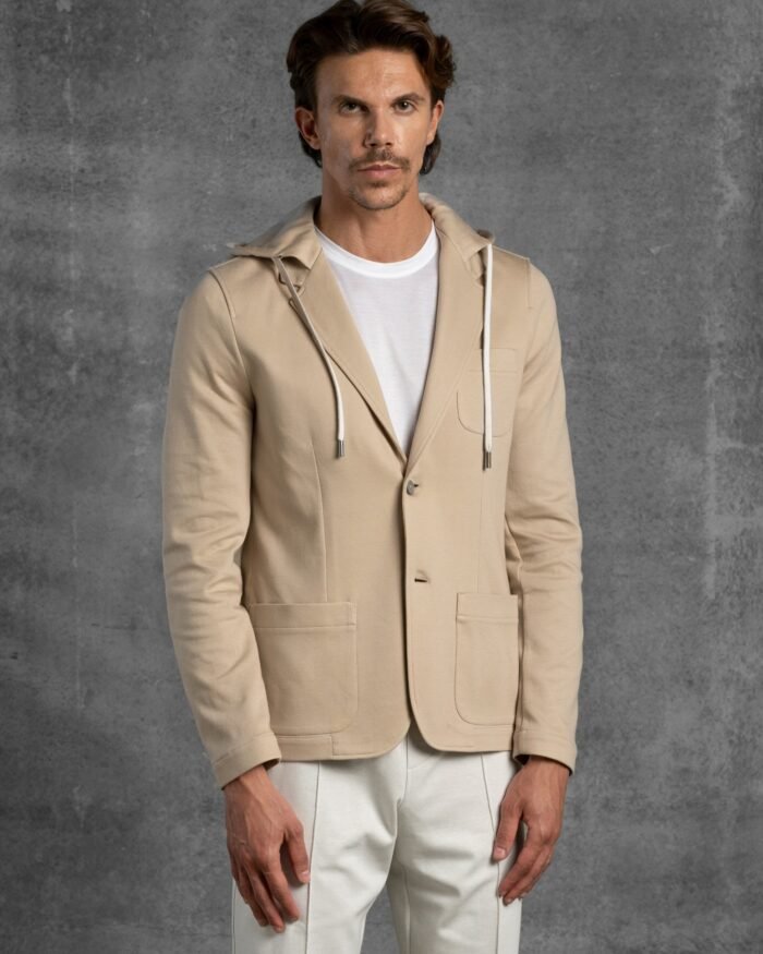 HOODY BLAZER IN DOUBLE-COLORED SUPIMA COTTON SOFT JERSEY
