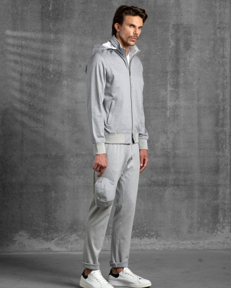 ELEGANT SUPIMA COTTON CHEVRON LEISURE TRACKSUIT SET