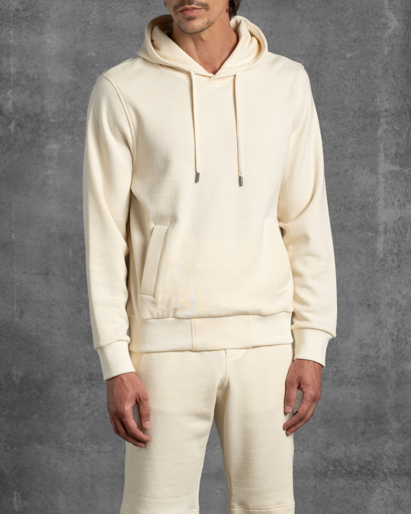 STRETCH JERSEY HOODY SWEATER