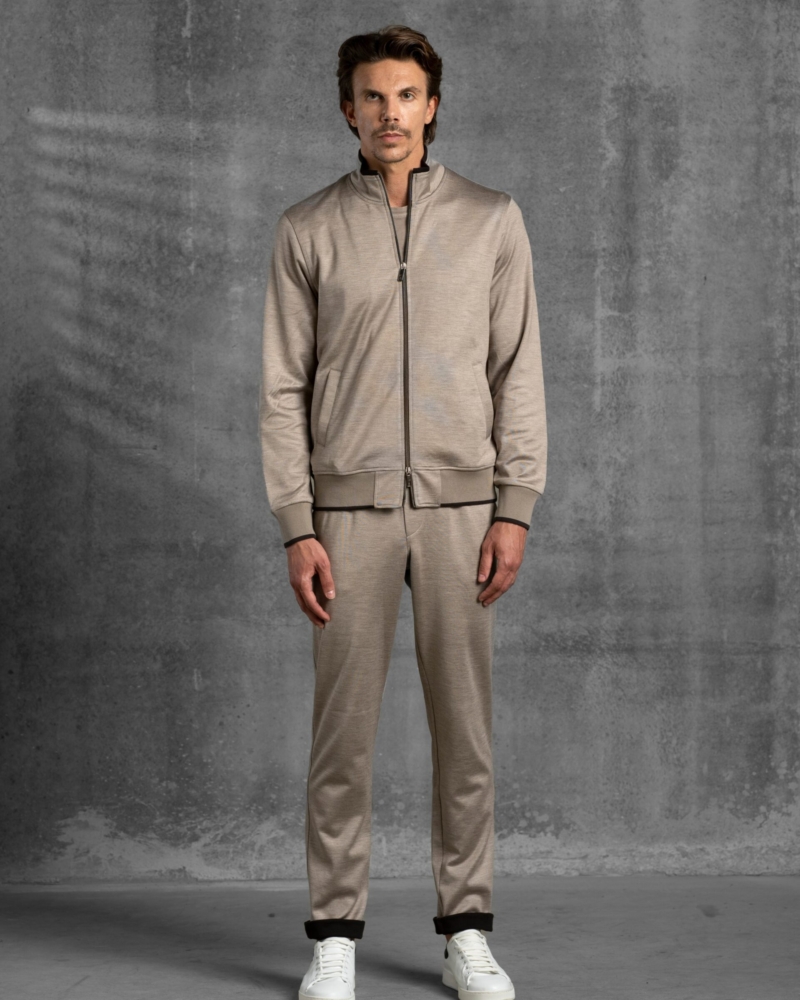 LEISURE SILK AND COTTON YARN-DYED TRACKSUIT SET