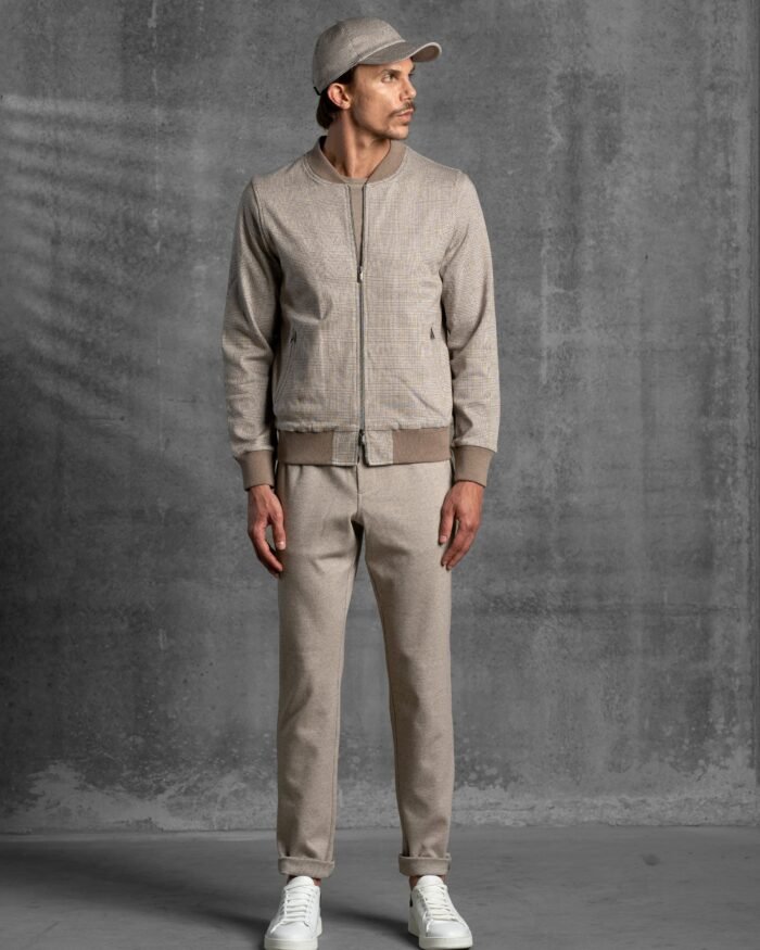 ELEGANT SUPIMA COTTON PRINCE OF WALES TRACKSUIT SET