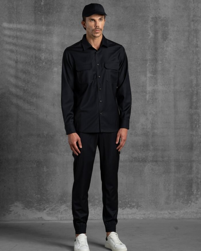 TRENDY CHIC OVERSHIRT AND EASY-FIT PANTS SET IN EXTRAFINE MERINO WOOL