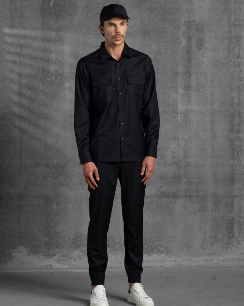 TRENDY CHIC OVERSHIRT AND EASY-FIT PANTS SET IN EXTRAFINE MERINO WOOL