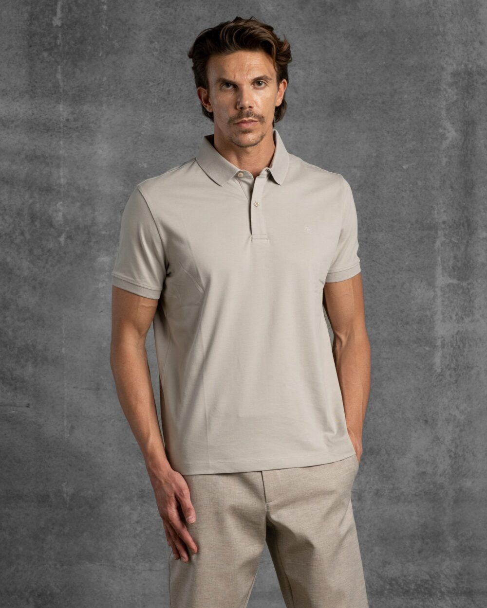 HONEYCOMB-TEXTURED PURE COTTON POLO