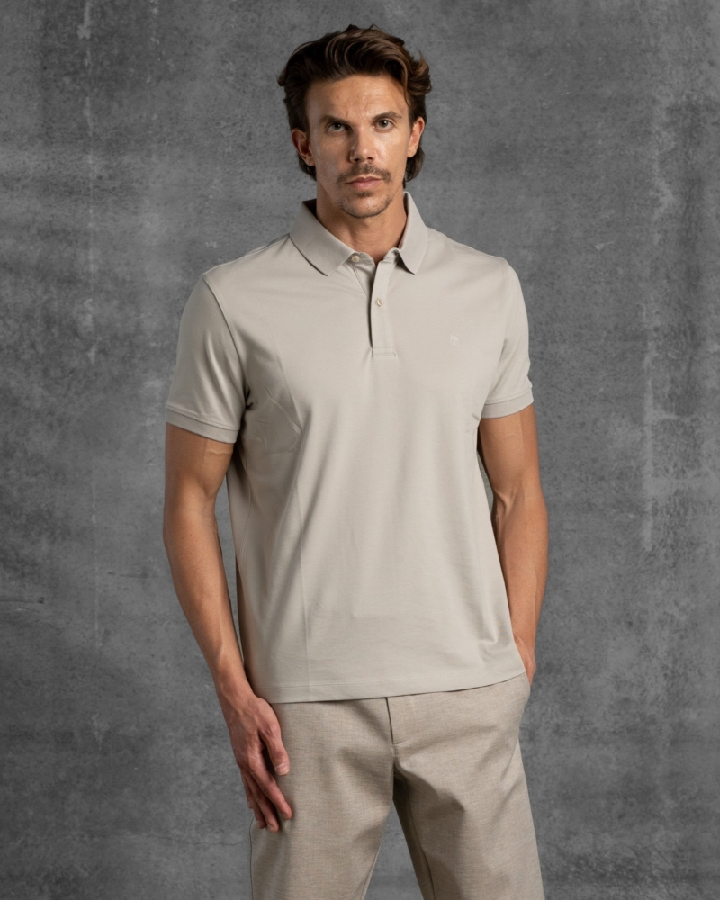 HONEYCOMB-TEXTURED PURE COTTON POLO