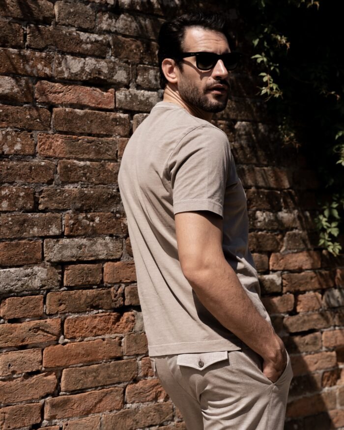 GARMENT-DYED LONG-FIBER COTTON T-SHIRT