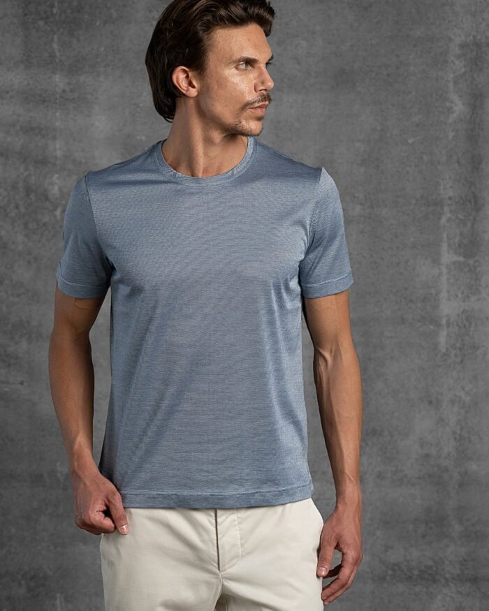 LUXURY COTTON-SILK PIQUET T-SHIRT WITH TAILORED DETAILS