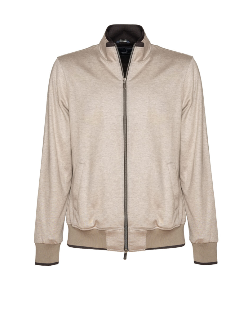 FULL-ZIP SWEATSHIRT IN SILK-COTTON SOFT JERSEY