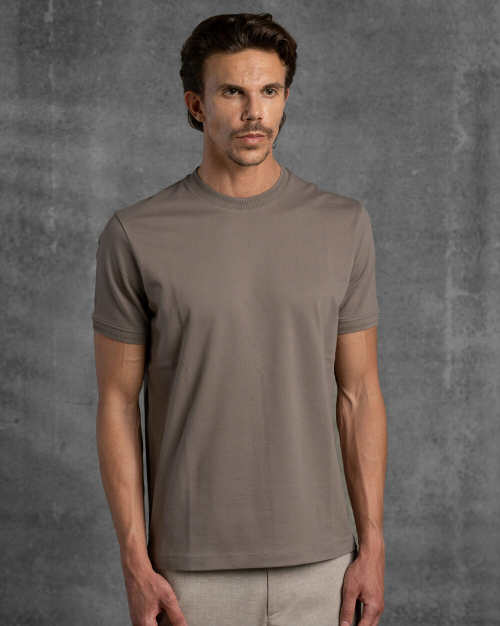 HONEYCOMB-TEXTURED PURE COTTON T-SHIRT