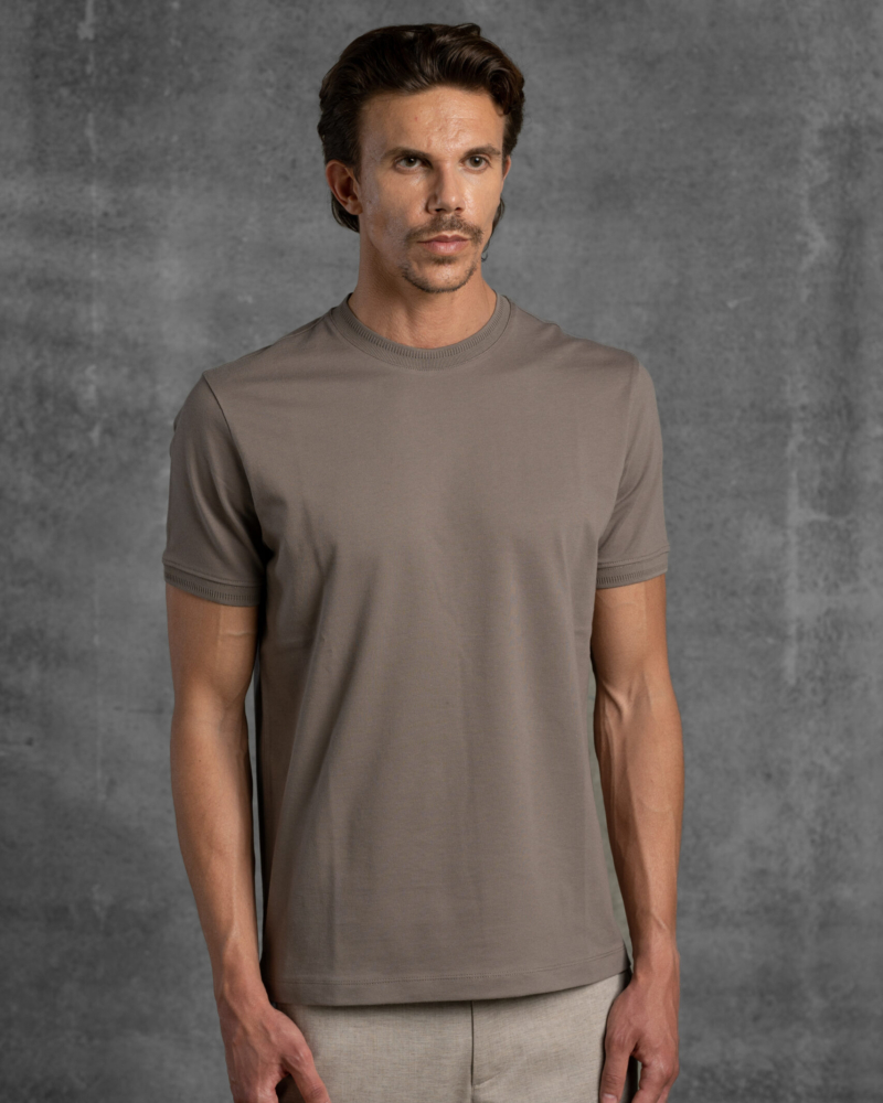HONEYCOMB-TEXTURED PURE COTTON T-SHIRT