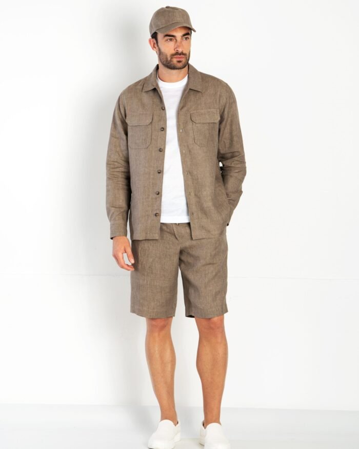 FRESH AND TRENDY YARN-DYED PURE LINEN OVERSHIRT