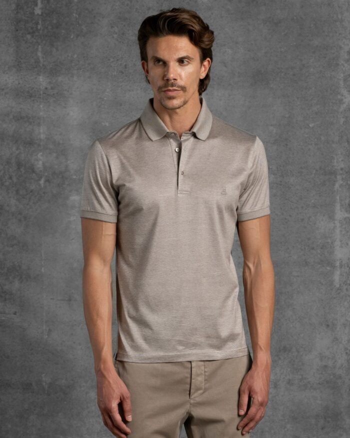 COTTON AND SILK PIQUÉ LUXURY POLO SHIRT