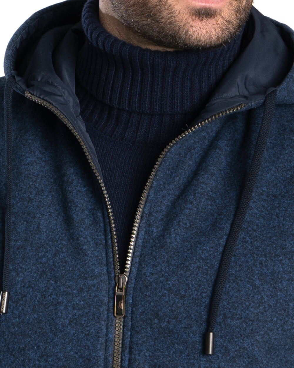 CASUAL‑CHIC WOOLCOT MELANGE VEST WITH HOOD