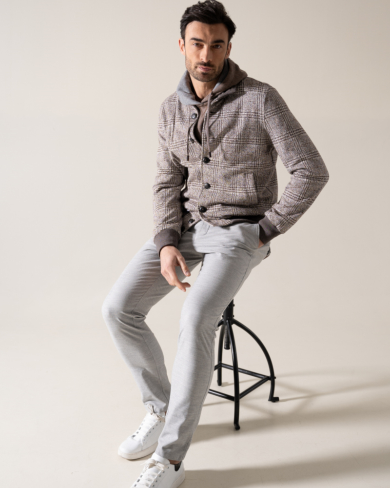 WOOL AND WARM COTTON PRINCE OF WALES BLOUSON