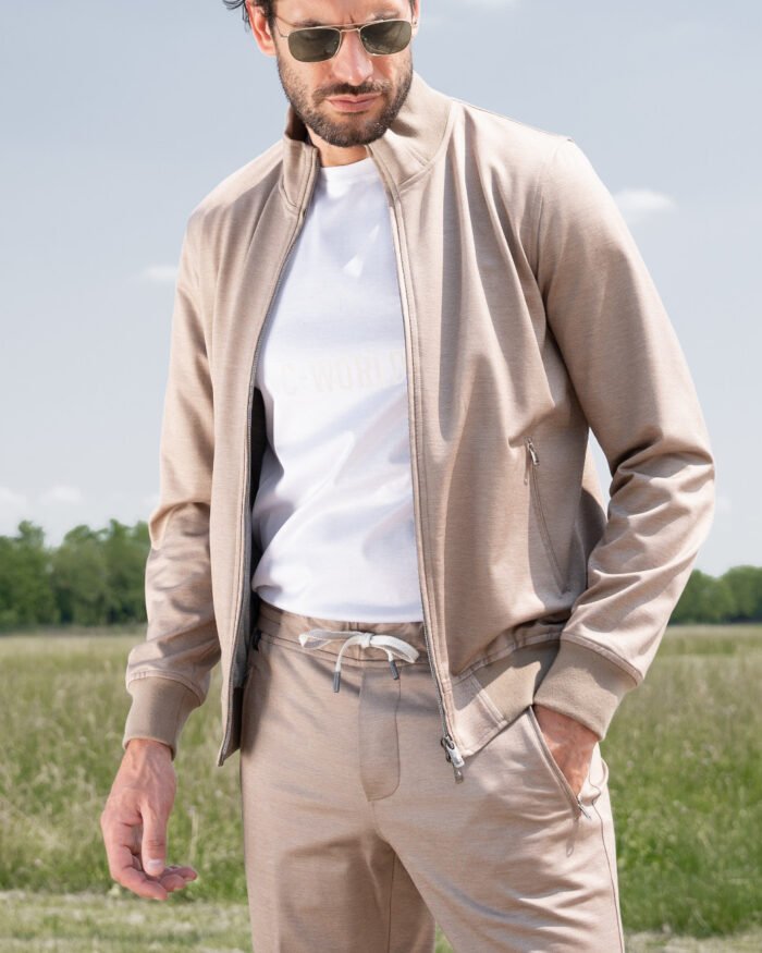 MAKÒ COTTON OXFORD FULL ZIP SWEATER
