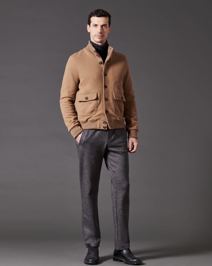 BLOUSON IN FELPA SPAZZOLATA GARMENT-DYED