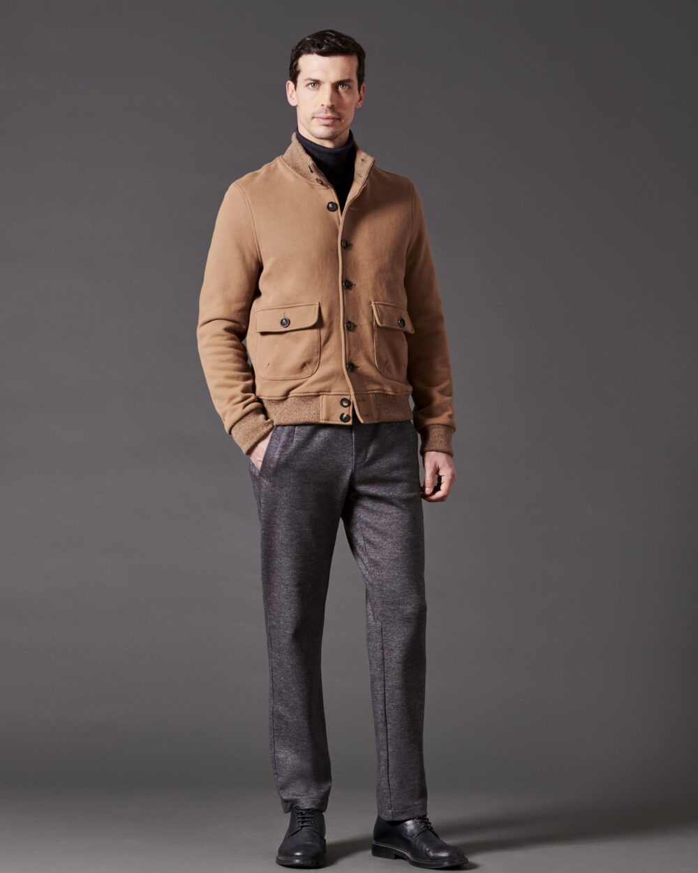 GARMENT-DYED BRUSHED FLEECE BLOUSON