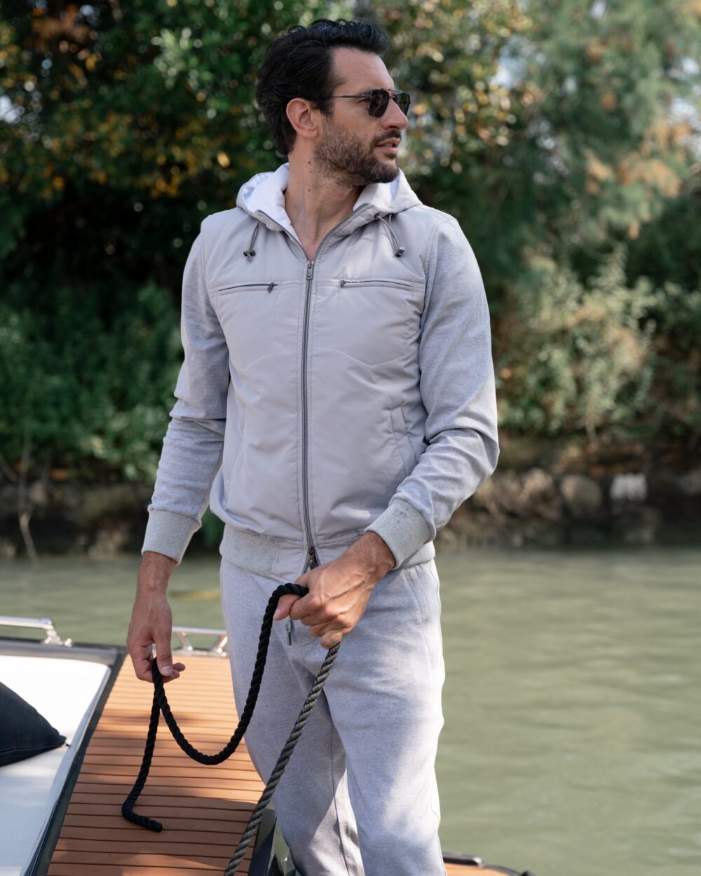 RECYCLED NYLON AND SUPIMA COTTON LEISURE SUIT