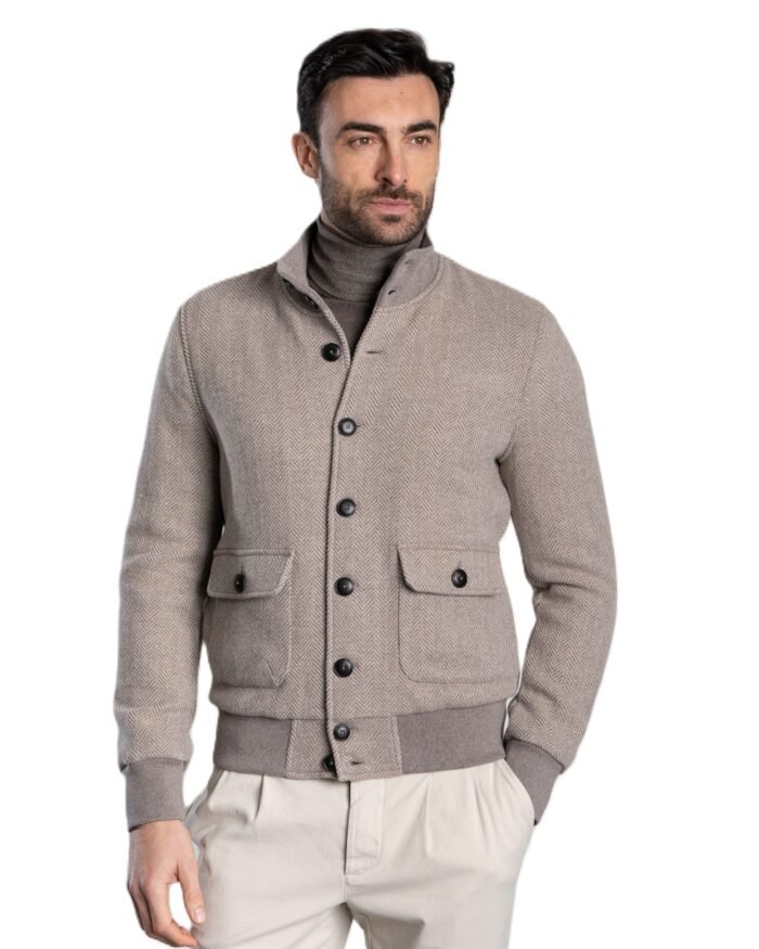 WARM AND SOFT CHEVRON WOOL BLOUSON