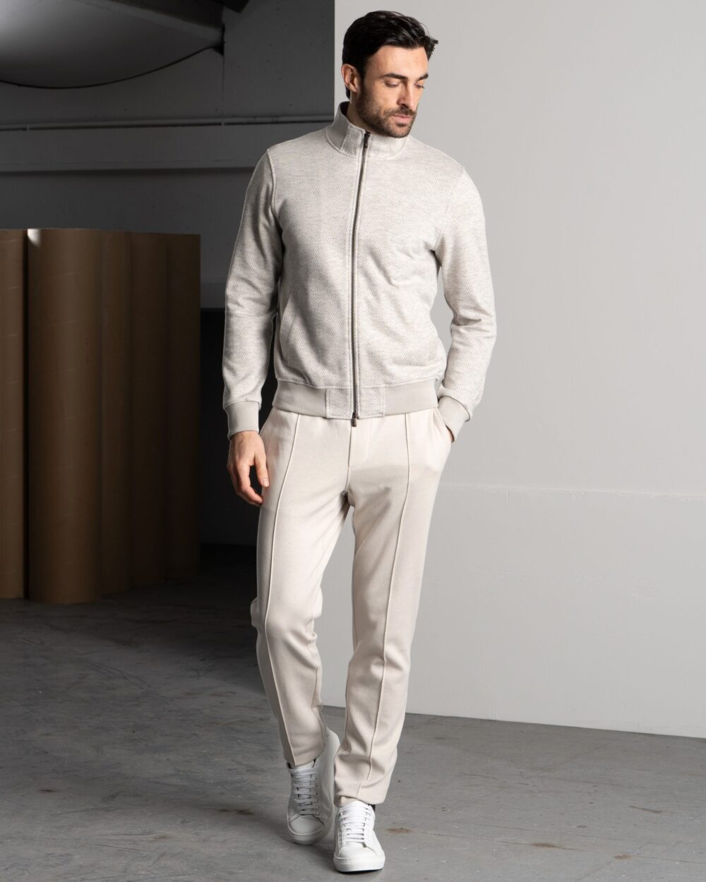 MELANGE COTTON CASHMERE LEISURESUIT