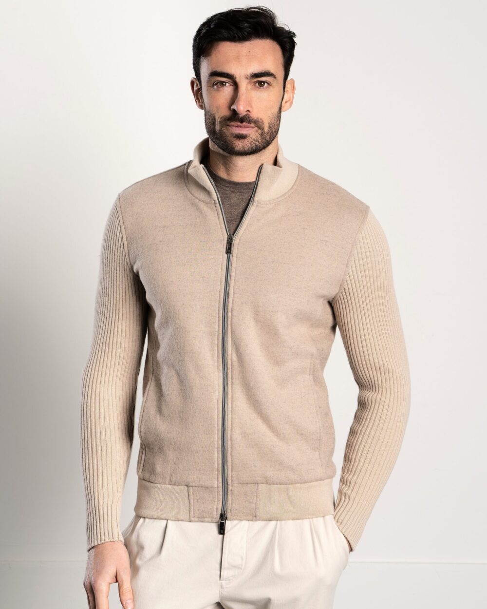 LUXURIOUS FULL-ZIP WOOLCOT SWEATER
