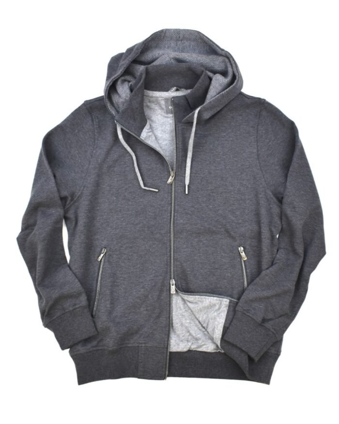 SPORTY-CHIC FULL-ZIP BRUSHED COTTON AND CASHMERE HOODIE