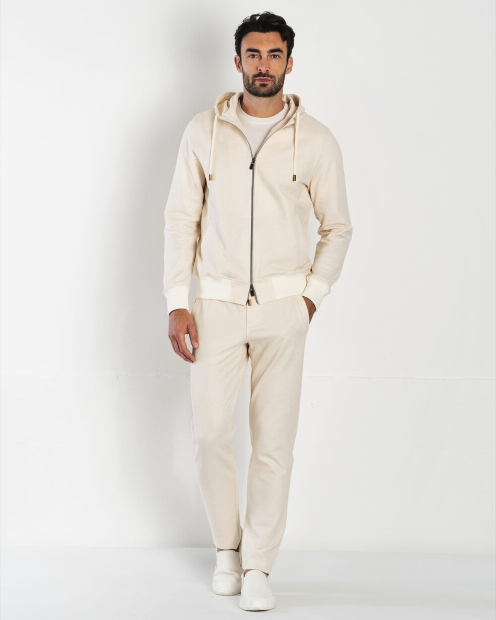 COTTON AND LINEN SOFT-JERSEY CASUAL-CHIC LEISE SUIT