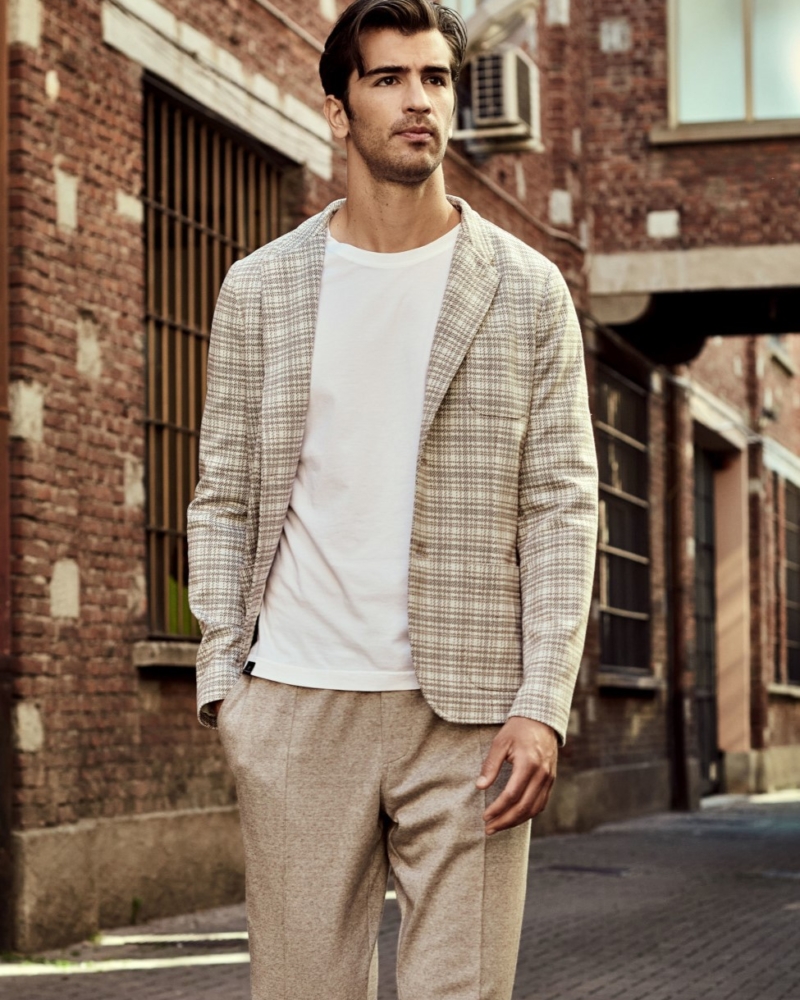 TRENDY SINGLE-BREASTED BLAZER IN MAKÒ COTTON LIGHT-FLEECE