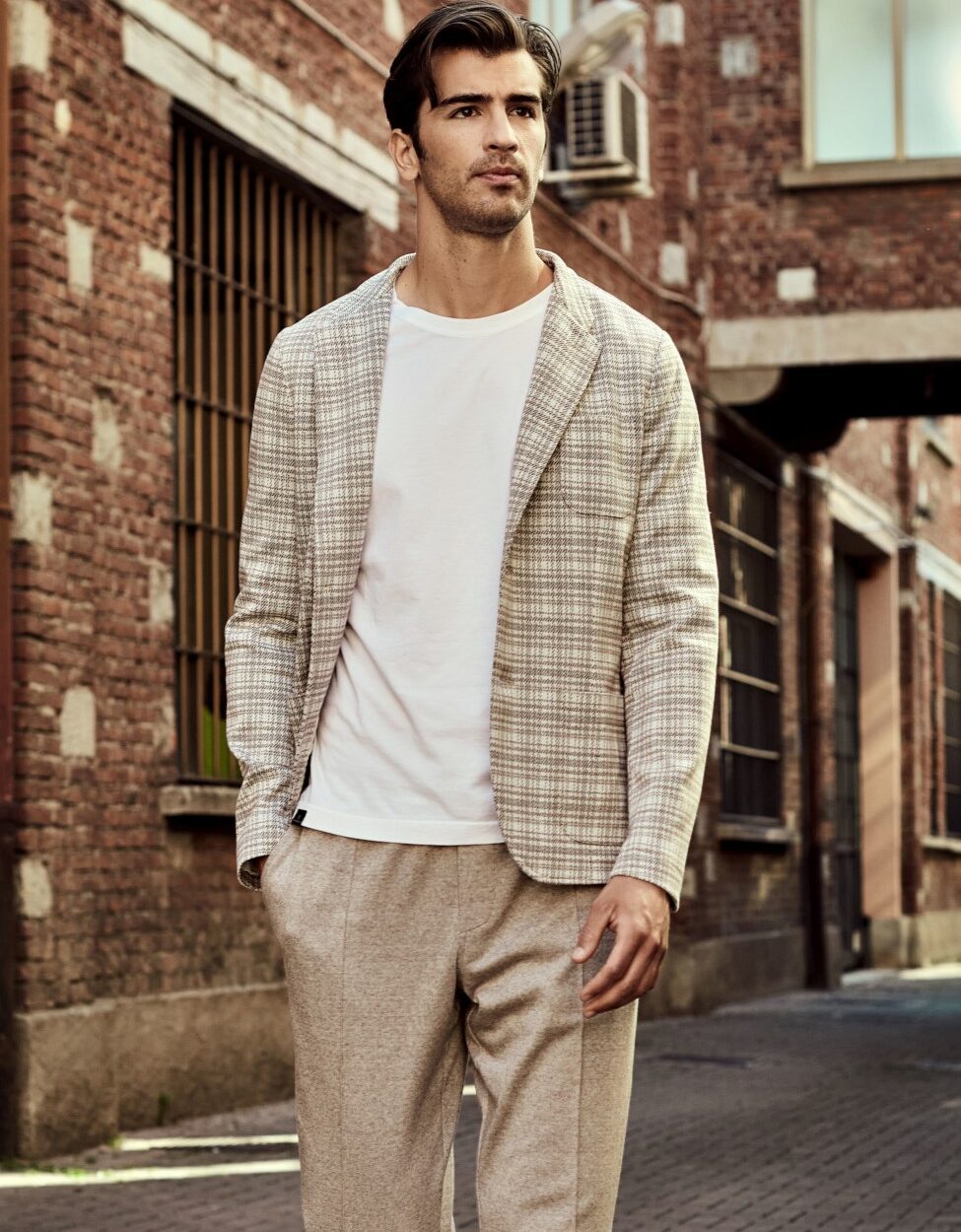 TRENDY SINGLE-BREASTED BLAZER IN MAKÒ COTTON LIGHT-FLEECE