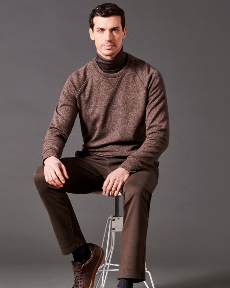 COTTON AND WOOL MELANGE CREWNECK