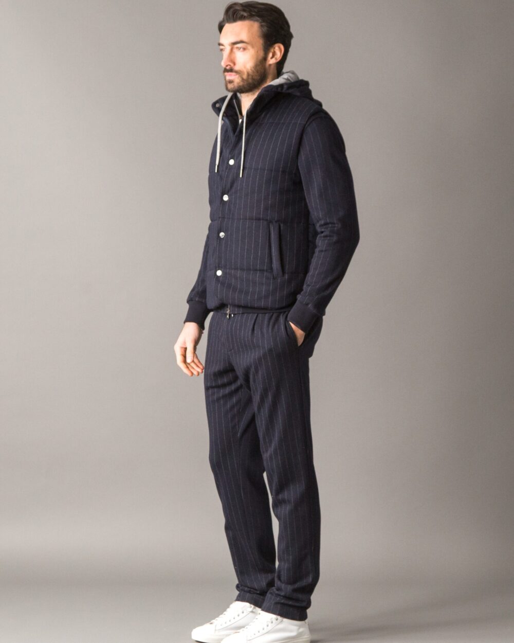 WOOL-COTTON VEST WITH WINDPROOF BACKING