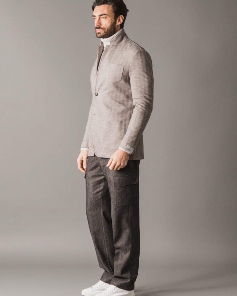 CHEVRON WOOLCOT BLAZER HAND-FINISHED TAILORING DETAILS