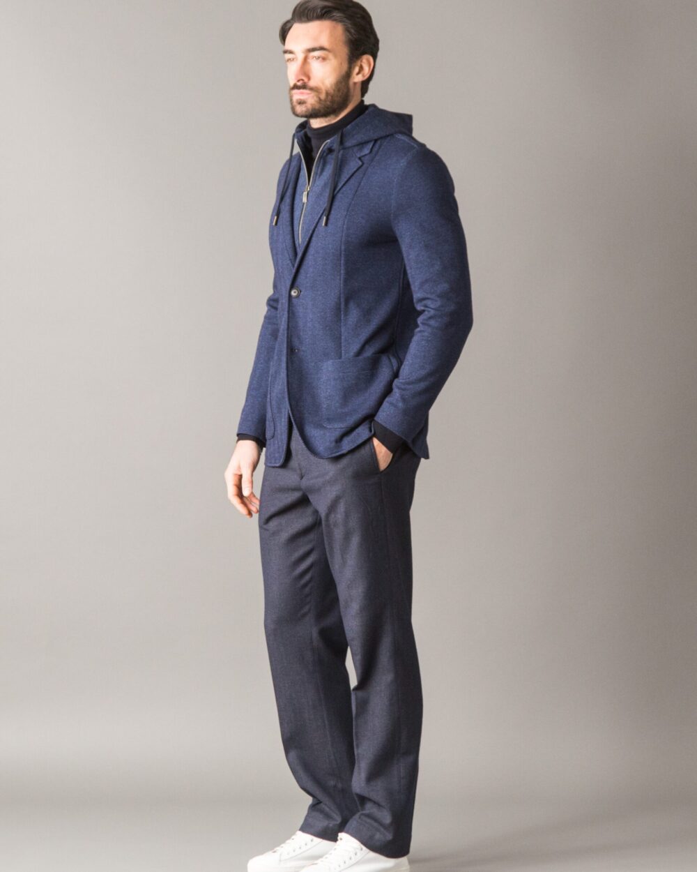 CHEVRON WOOLCOT BLAZER HAND-FINISHED TAILORING DETAILS