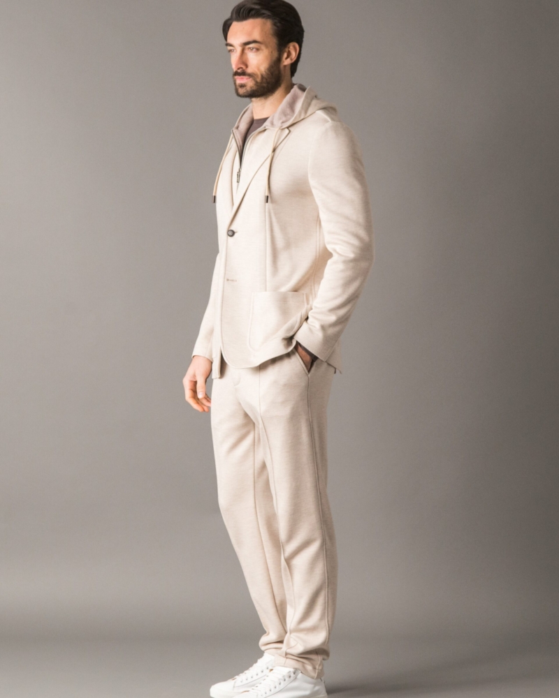 LUXURY HOODED BLAZER IN MELANGE CASHCOT-MODAL