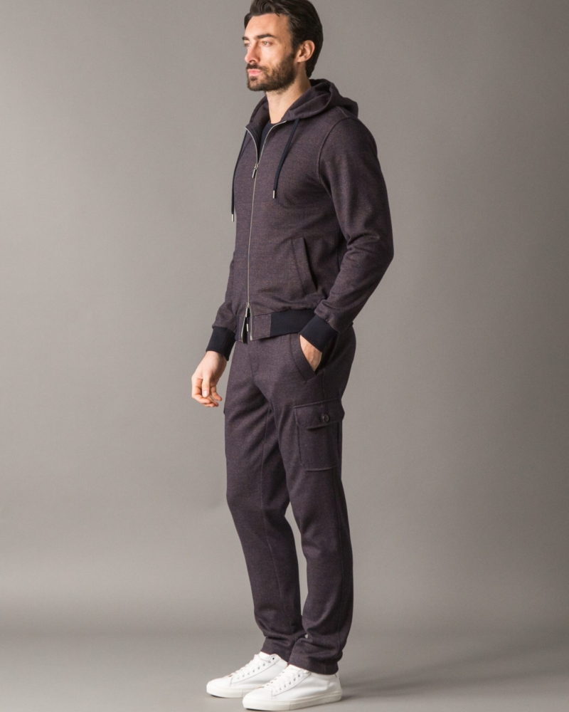 ELEGANT WOOLCOT FLEECE TRACKSUIT WITH PRINCE OF WALES PATTERN