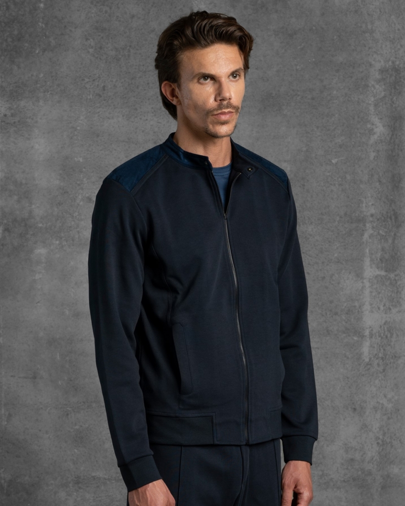 FULL-ZIP SUPIMA COTTON JERSEY SWEATER