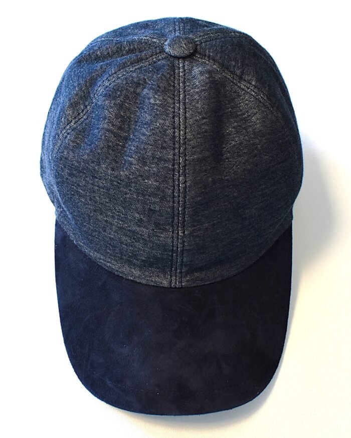 BASEBALL CAP IN MELANGE MAKÒ COTTON JERSEY WITH SUEDE VISOR
