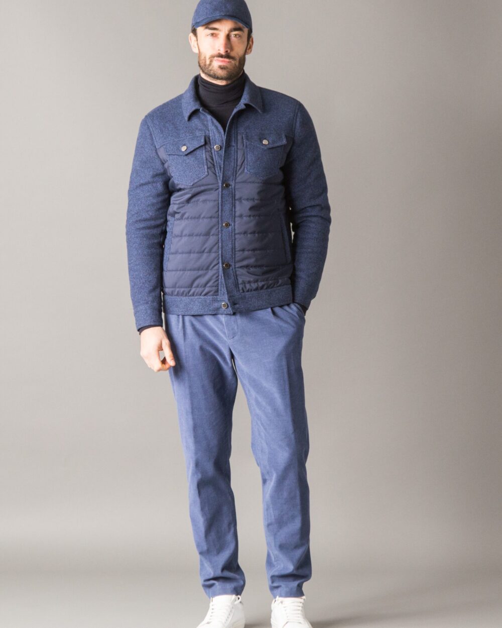 CASUAL-CHIC JACKET IN FELTED MELANGE WOOL-COTTON