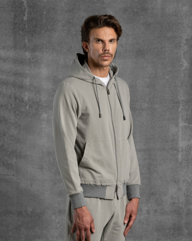 NATURAL STRETCH COTTON HOODED FULL ZIP