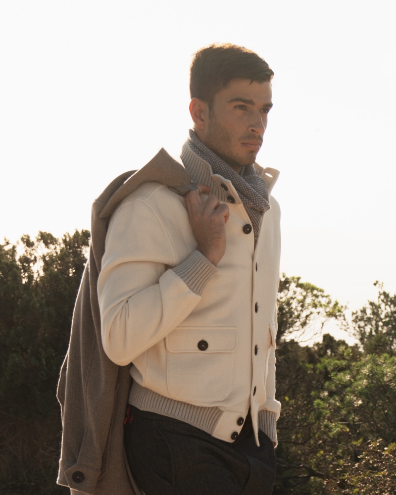 SOPHISTICATED COTTON AND CASHMERE FLEECE BLOUSON