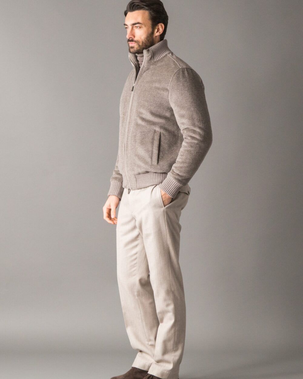 SMART LUXURY BOMBER IN BRUSHED WOOL-ALPACA VELOUR