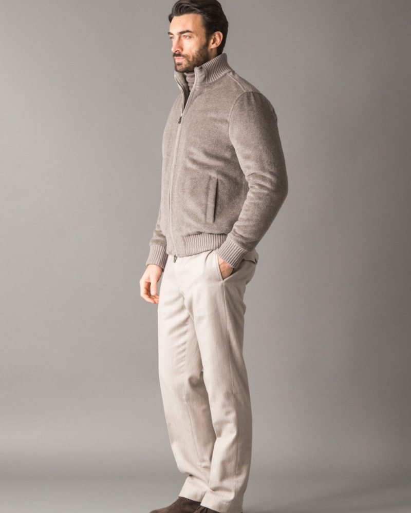 SMART LUXURY BOMBER IN BRUSHED WOOL-ALPACA VELOUR