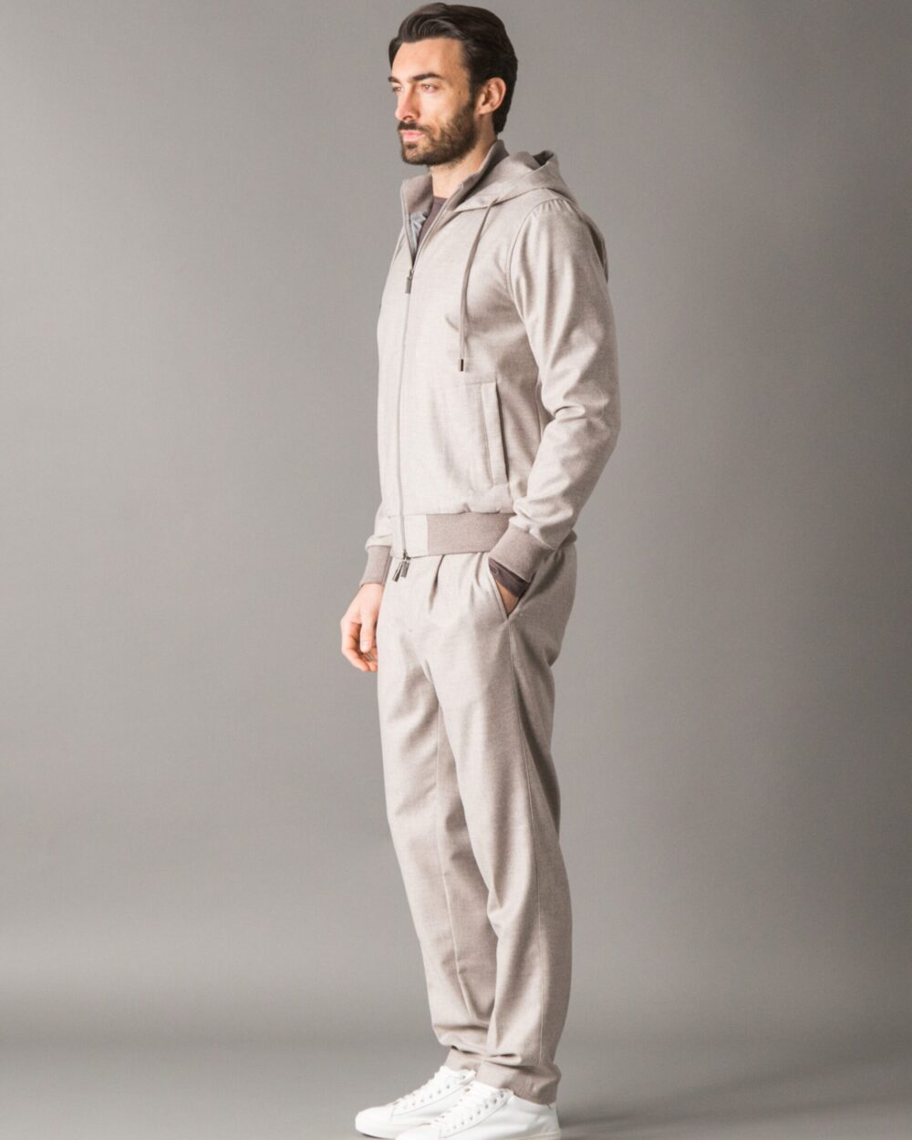 LUXURY-CASUAL SET IN LORO PIANA FLANNEL WITH CASHWOOL AND WOOL-CASHMERE BLEND