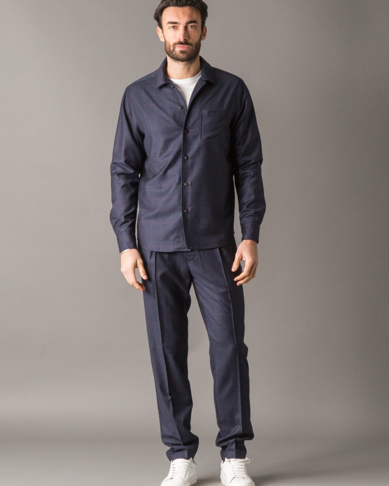 SMART-CHIC SET IN CHECKERED EXTRAFINE MERINO WOOL FLANNEL