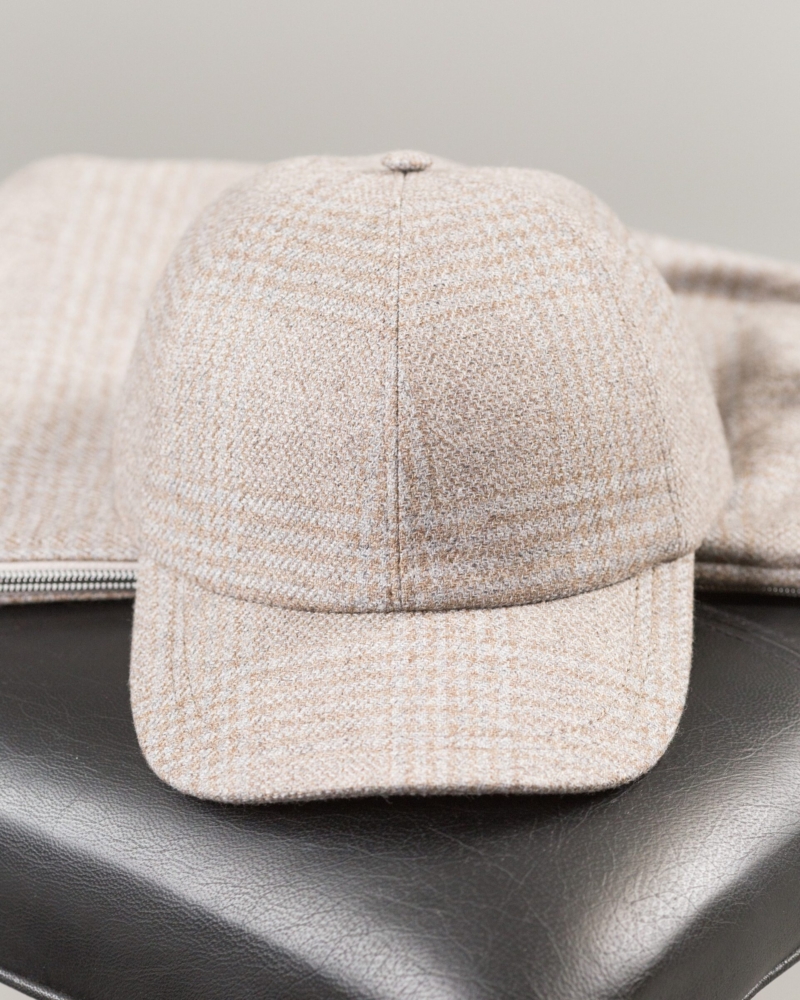 CHECKED FLANNEL HAT IN LORO PIANA WOOL AND SILK
